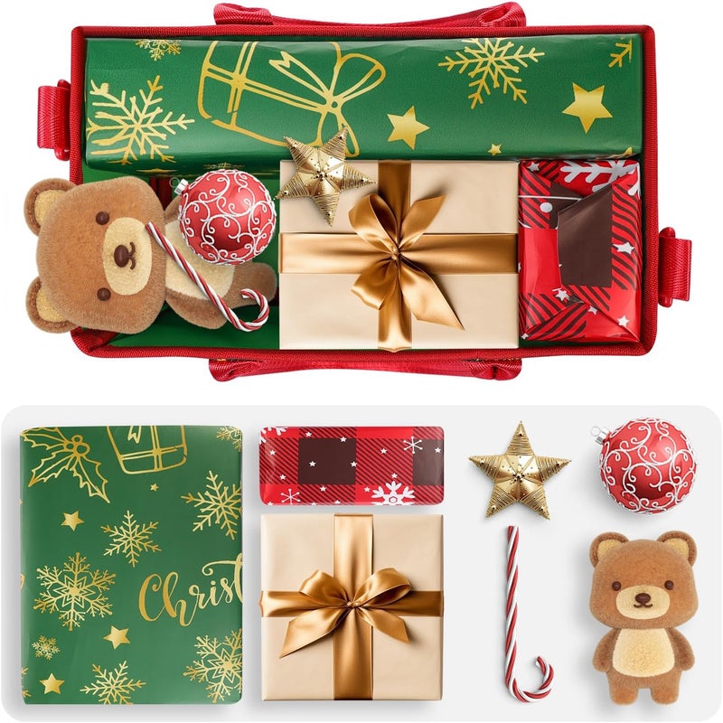DOOHALO Small Merry Christmas Gift Carry Storage Tote Case with Handle Crossbody Reusable Presents Fabric Packing Bag - Image 2